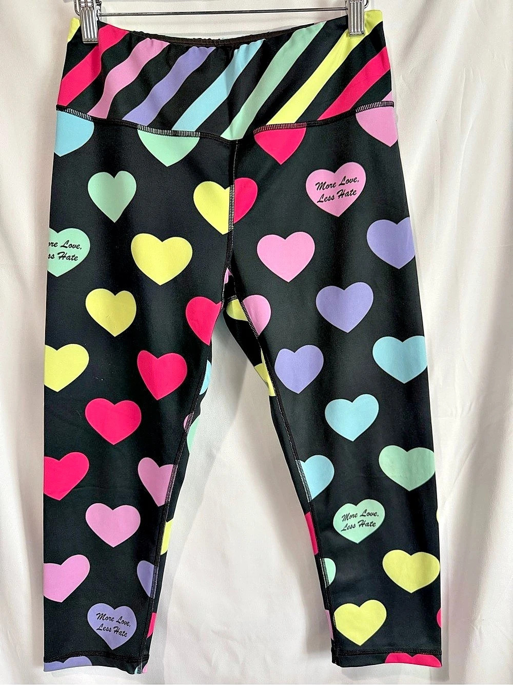 KALI Heart Print Leggings in Black Large